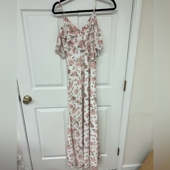 LPA Ruffle Neckline Adjustable Strap Maxi Dress NWT XXS - Picture 2 of 10